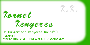 kornel kenyeres business card